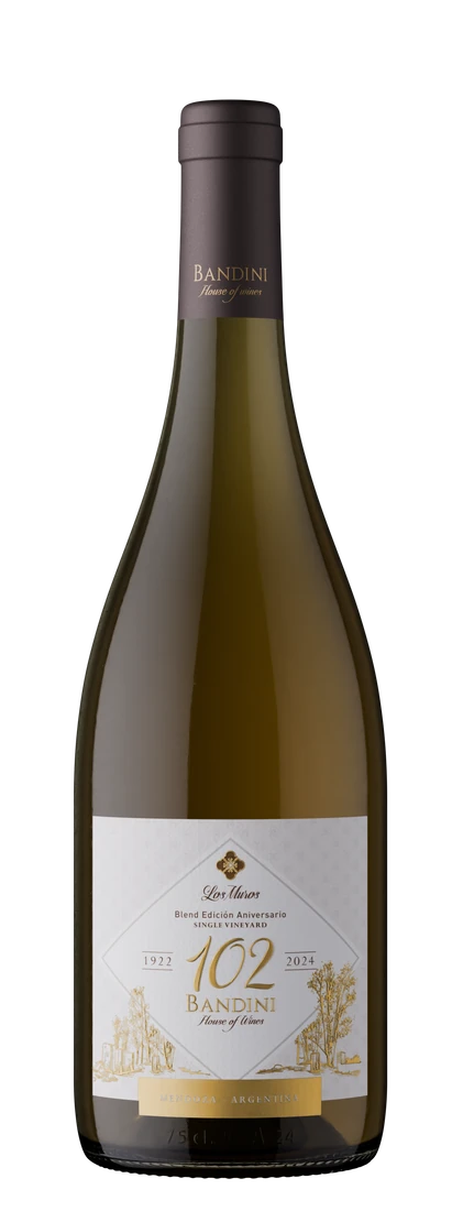 Los Muros 102 años, blend aniversario Chardonnay y Gewürztraminer de Finca Bandini, Luján de Cuyo