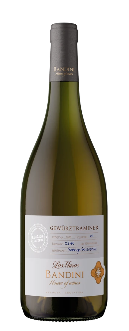Los Muros Traminer (Gewürztraminer), vino blanco de Finca Bandini, Las Compuertas, Luján de Cuyo